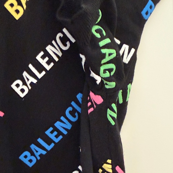 Balenciaga woman Black Tee with Colorful Logo Print - Picture 5 of 13